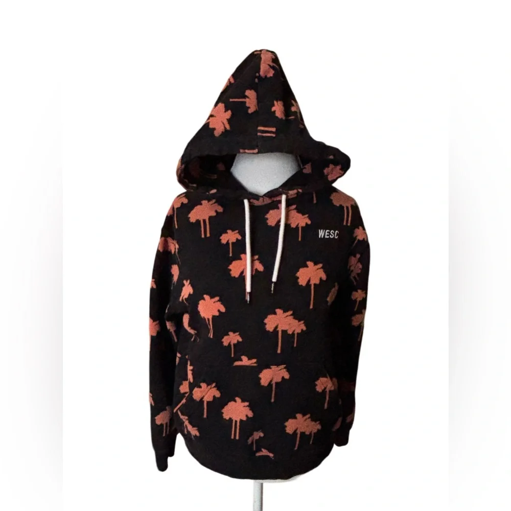 Wesc Black and Orange Palm Print Hoodie Size M - Picture 1 of 11
